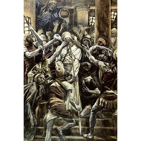 Museumist Mocked In The House of Caiaphas White Modern Wood Framed Art Print by Tissot, James