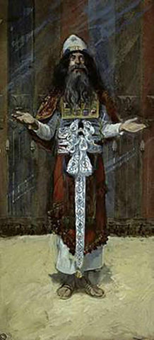 Costume of The High Priest White Modern Wood Framed Art Print with Double Matting by Tissot, James