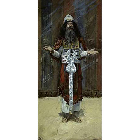 Costume of The High Priest White Modern Wood Framed Art Print by Tissot, James