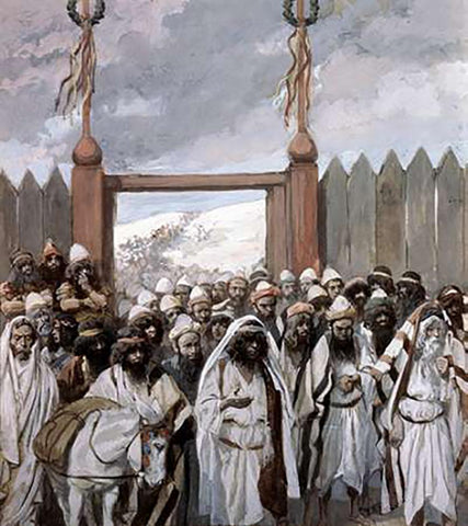 Craftiness of The Gideonites White Modern Wood Framed Art Print with Double Matting by Tissot, James