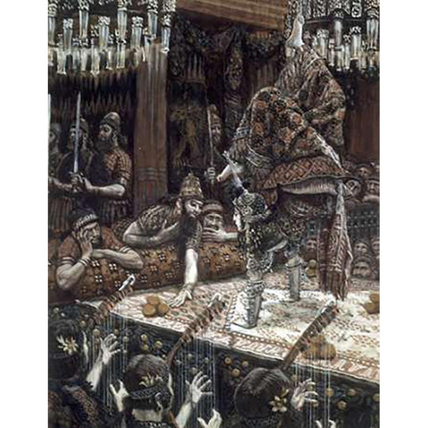 Daughter of Herodias Dancing Gold Ornate Wood Framed Art Print with Double Matting by Tissot, James