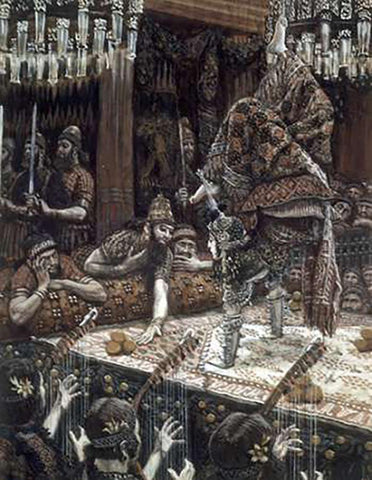 Daughter of Herodias Dancing Black Ornate Wood Framed Art Print with Double Matting by Tissot, James