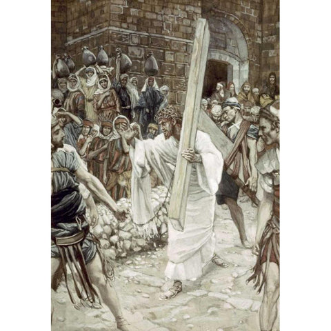 Daughters of Jerusalem Black Modern Wood Framed Art Print by Tissot, James Jacques