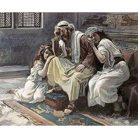 David Mourns His Son Ammon Gold Ornate Wood Framed Art Print with Double Matting by Tissot, James