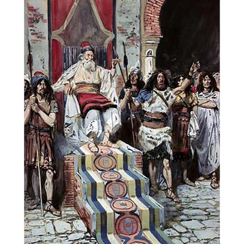David Sees The Messenger Arrive White Modern Wood Framed Art Print by Tissot, James