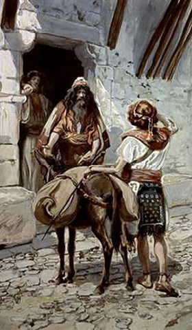 David Takes Saul The Presents From Jesse White Modern Wood Framed Art Print with Double Matting by Tissot, James
