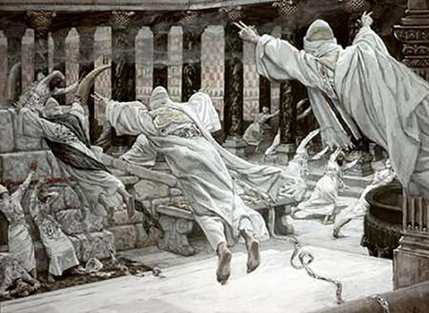 Dead Appear at The Temple White Modern Wood Framed Art Print with Double Matting by Tissot, James