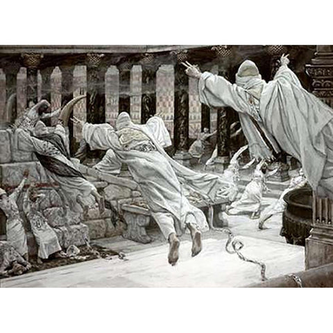 Dead Appear at The Temple White Modern Wood Framed Art Print by Tissot, James