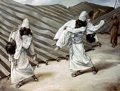 Dead Bodies Carried Away White Modern Wood Framed Art Print with Double Matting by Tissot, James