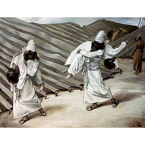 Dead Bodies Carried Away Black Modern Wood Framed Art Print with Double Matting by Tissot, James
