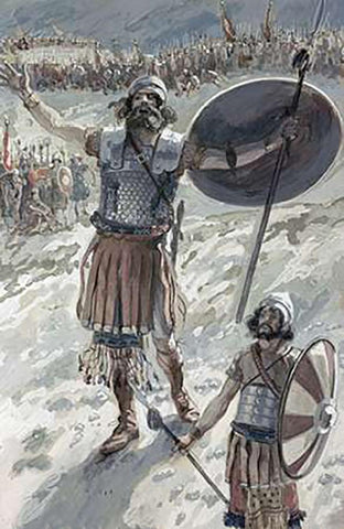 Defiance of Goliath White Modern Wood Framed Art Print with Double Matting by Tissot, James