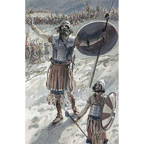 Defiance of Goliath Black Modern Wood Framed Art Print with Double Matting by Tissot, James