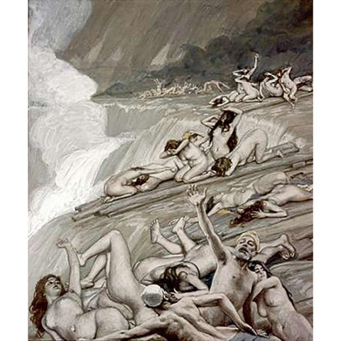 Deluge Black Modern Wood Framed Art Print by Tissot, James