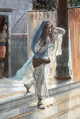 Desolation of Tamar White Modern Wood Framed Art Print with Double Matting by Tissot, James