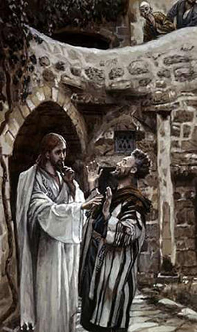 Dumb Man Vintagesessed of a Devil Black Ornate Wood Framed Art Print with Double Matting by Tissot, James