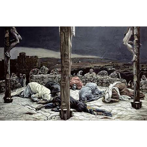 Earthquake Black Modern Wood Framed Art Print by Tissot, James