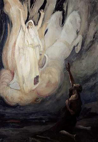 Elijah Ascends In a Chariot of Fire White Modern Wood Framed Art Print with Double Matting by Tissot, James