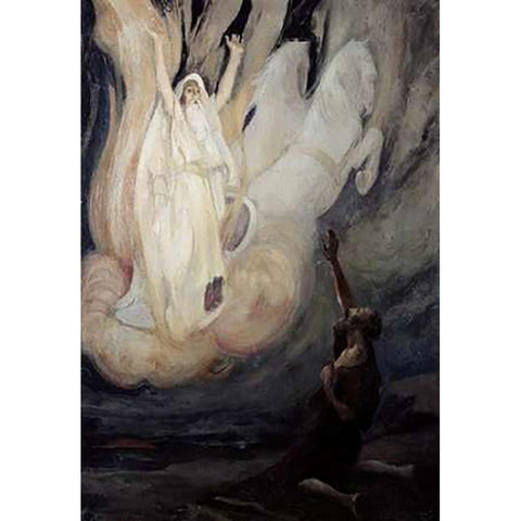 Elijah Ascends In a Chariot of Fire Gold Ornate Wood Framed Art Print with Double Matting by Tissot, James