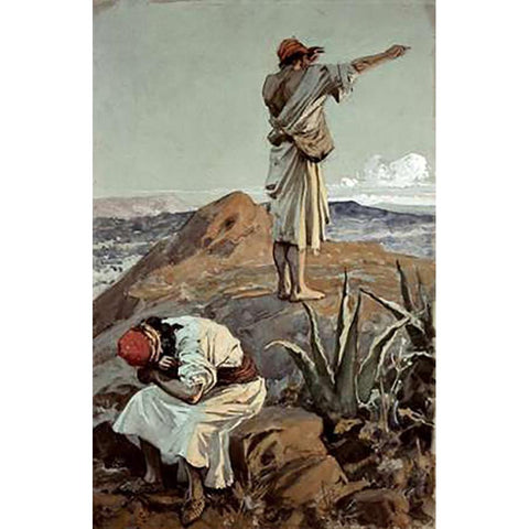 Elijah From Mt Carmel Sees a Cloud Afar Off Black Modern Wood Framed Art Print by Tissot, James