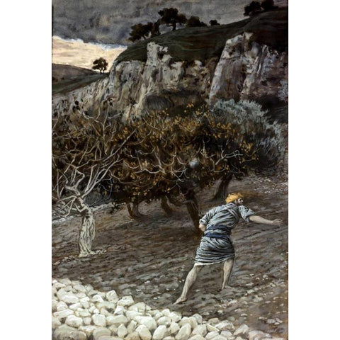 Enemy Sowing Tares White Modern Wood Framed Art Print by Tissot, James Jacques