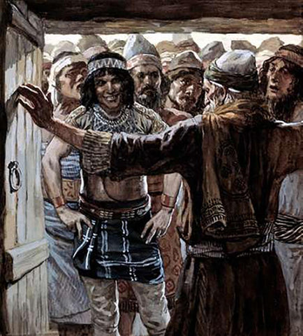Ephramites Wish To Know The Levite White Modern Wood Framed Art Print with Double Matting by Tissot, James