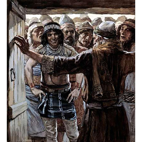 Ephramites Wish To Know The Levite Black Modern Wood Framed Art Print by Tissot, James