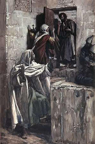 First Denial of Peter White Modern Wood Framed Art Print with Double Matting by Tissot, James