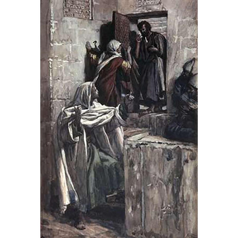 First Denial of Peter Black Modern Wood Framed Art Print with Double Matting by Tissot, James