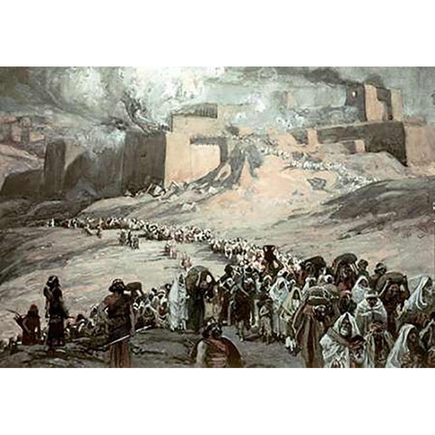Flight of The Prisoners Black Modern Wood Framed Art Print with Double Matting by Tissot, James