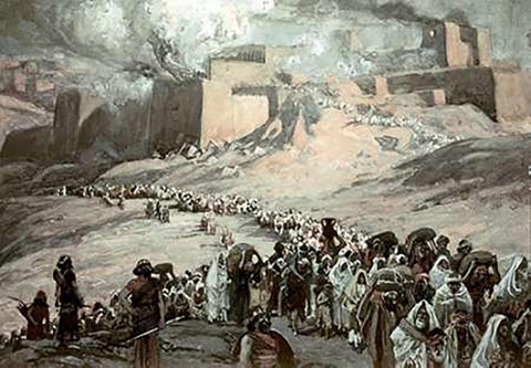 Flight of The Prisoners Black Ornate Wood Framed Art Print with Double Matting by Tissot, James