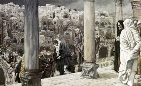 Gentiles Ask To See Jesus White Modern Wood Framed Art Print with Double Matting by Tissot, James Jacques