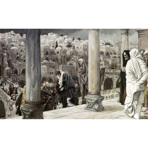 Gentiles Ask To See Jesus Black Modern Wood Framed Art Print by Tissot, James Jacques