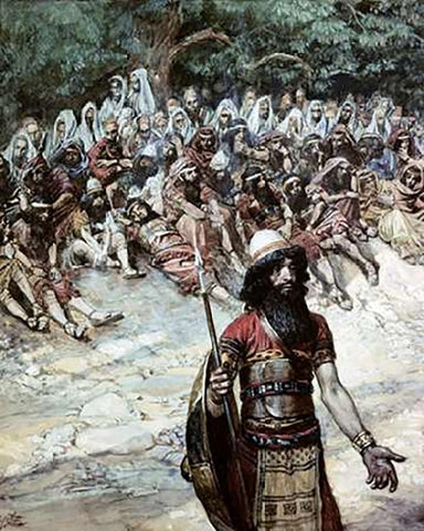 Gideon Asks For Bread From The Men of Succoth White Modern Wood Framed Art Print with Double Matting by Tissot, James