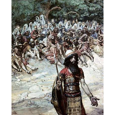Gideon Asks For Bread From The Men of Succoth Black Modern Wood Framed Art Print by Tissot, James