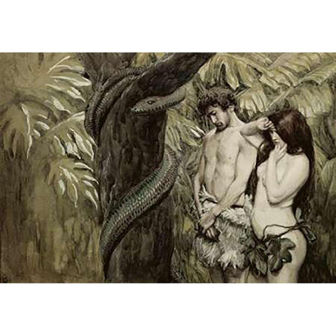 Gods Curse Gold Ornate Wood Framed Art Print with Double Matting by Tissot, James
