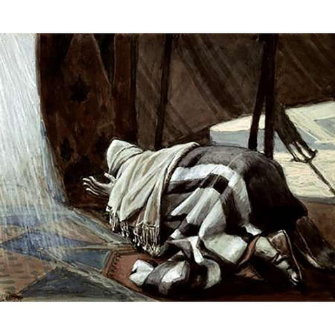 Gods Promise To Abraham Gold Ornate Wood Framed Art Print with Double Matting by Tissot, James