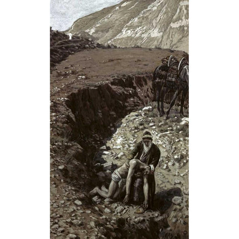 Good Samaritan White Modern Wood Framed Art Print by Tissot, James Jacques