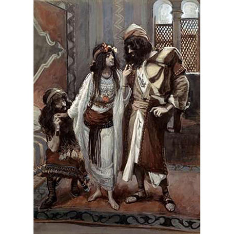 Harlot of Jericho and The Two Spies Black Modern Wood Framed Art Print by Tissot, James