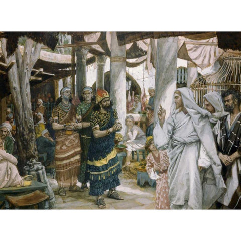 Healing of The Rulers Son White Modern Wood Framed Art Print by Tissot, James Jacques