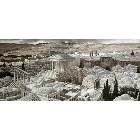 Heathen Temple On Golgotha Gold Ornate Wood Framed Art Print with Double Matting by Tissot, James