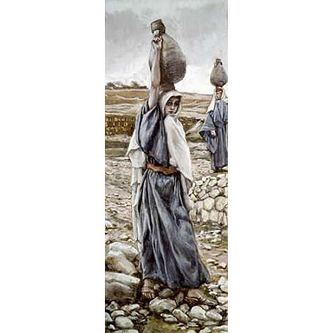 Holy Virgin As a Girl White Modern Wood Framed Art Print by Tissot, James