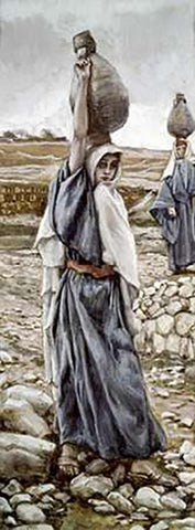 Holy Virgin As a Girl White Modern Wood Framed Art Print with Double Matting by Tissot, James