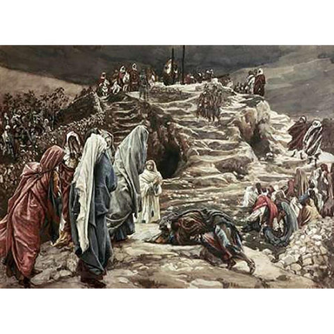 Holy Women Look On From Afar White Modern Wood Framed Art Print by Tissot, James