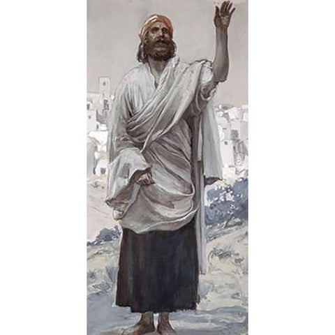 Hosea Black Modern Wood Framed Art Print with Double Matting by Tissot, James