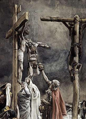 I Thirst, Vinegar Given To Jesus White Modern Wood Framed Art Print with Double Matting by Tissot, James
