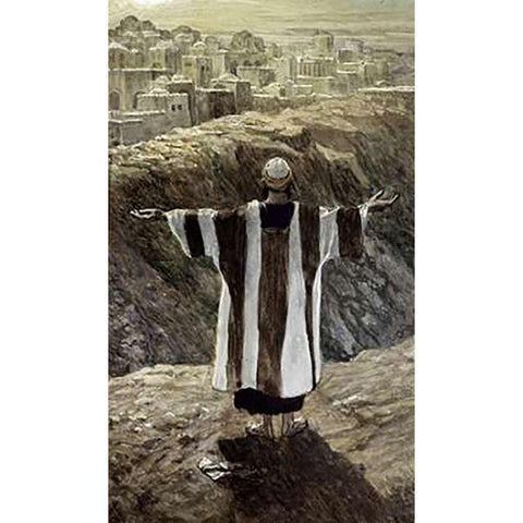 I Will Worship Toward thy Temple Black Modern Wood Framed Art Print with Double Matting by Tissot, James