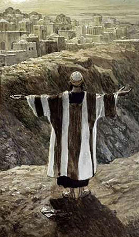 I Will Worship Toward thy Temple White Modern Wood Framed Art Print with Double Matting by Tissot, James