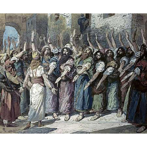 Israelites Declare Vengeance White Modern Wood Framed Art Print by Tissot, James