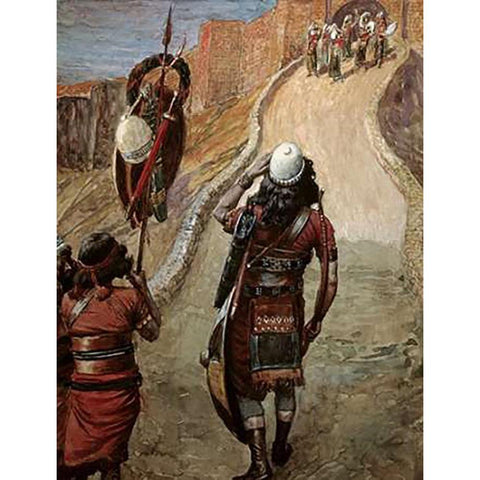 Jepthah Sees His Daughter From Afar White Modern Wood Framed Art Print by Tissot, James