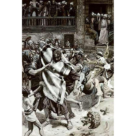 Jesus Before Herod Black Modern Wood Framed Art Print by Tissot, James